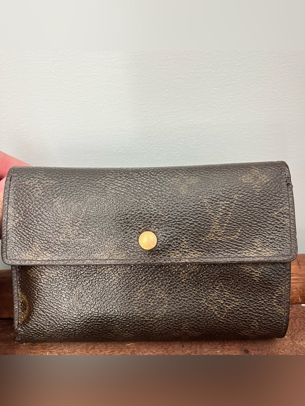 Louis Vuitton Monogram Dark Leather Wallet Passport Holder